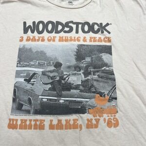 Woodstock Vintage 3 Days Of Music And Peace NY '69  Tan Beige T-Shirt Mens 2XL